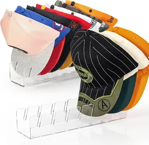 Hat Stand for Baseball Caps, No-Install  Hat Organizer and Display for Closet/Desktop, Baseball Hat Storage Holds 14 Caps, Space Saver Hat Rack Hat Holder (2 Pack, Clear)