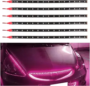 6PCS LED Strip Underbody Light, 12V 1Ft Flexible Auto Light Strip, Waterproof Car Underglow Strip, High Brightness Car Interior & Exterior Decoration Light for Car Motorcycle Truck Boat (Pink)