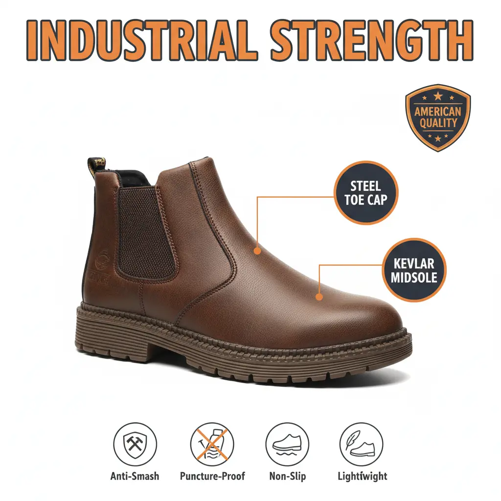Men's & Women's Waterproof Nurse Work Boots, Steel Toe, Kevlar Midsole, Cushioned, Slip-On, Splash-Guard, Anti-Slip, Durable, Round Toe Cuban Medical Clinic Footwear, Waterproof Nurse Shoes, Plain Look, Splash-Proof, Synthetic