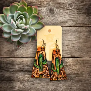 Desert Sunset - Tooled Leather Earrings