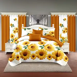 Upgraded Luxury Bedspread Set - 9 Piece Thick Cotton Touch Bed Cover Curtain Set for Autumn and Winter little daisy all-season bedding sets