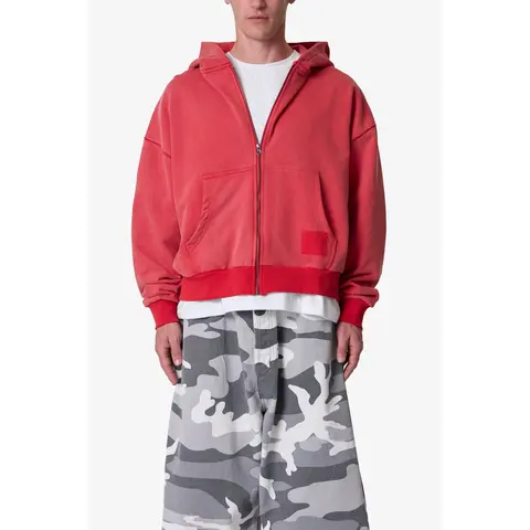 mnml Vintage Zip Up Hoodie - Washed Red