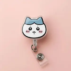 Cute Chiikawa Hachiware Usagi  Momonga Rakko Shisa Retractable ID Badge Reel Kawaii ID Badge Holder Office Accessories Unique Gift for Nurse/ Teacher/ Doctor/ Healthcare Worker/ Coworker or Nursing Students