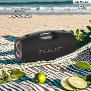 ZEALOT S89 250W Bluetooth Speaker Waterproof Outdoor Portable Boombox Stereo Bass Subwoofer 48000mAh Battery for 60H Playtime Support TF Card USB Wireless 3.5mm AUX for Home Car Party Beach - Audio Connection Smartphone