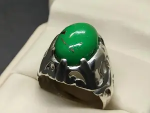 Natural Rare 8 Carat Nishapuri Feroza 925 Silver Handmade Men's Elegant Ring Blue Turquoise