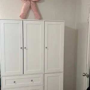 【2 Packages Delivery】VOWNER Wardrobe Closet Armoire Storage Cabinet 3 Doors with Hanging Rod for Hanging Clothes Bedroom Large Capacity Tall Freestanding Armoire Organizer with Shelves particle board