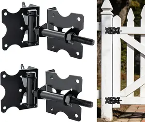 Self Closing Gate Hinges, Heavy Duty Gate Hardware Vinyl Door Closer Hinges,  Degree Adjustable Gate Hinges with Swing Adjustment Tool for Vinyl/Wooden Fence,  Pack, Black