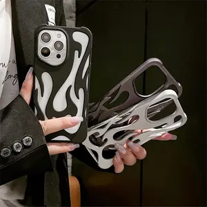 Fashion Flame Pattern Phone Case, 1 Count Hollow Out Design  Phone Protective Cover, Phone Accessory Compatible with iPhone 11 12 13 14 15 Series