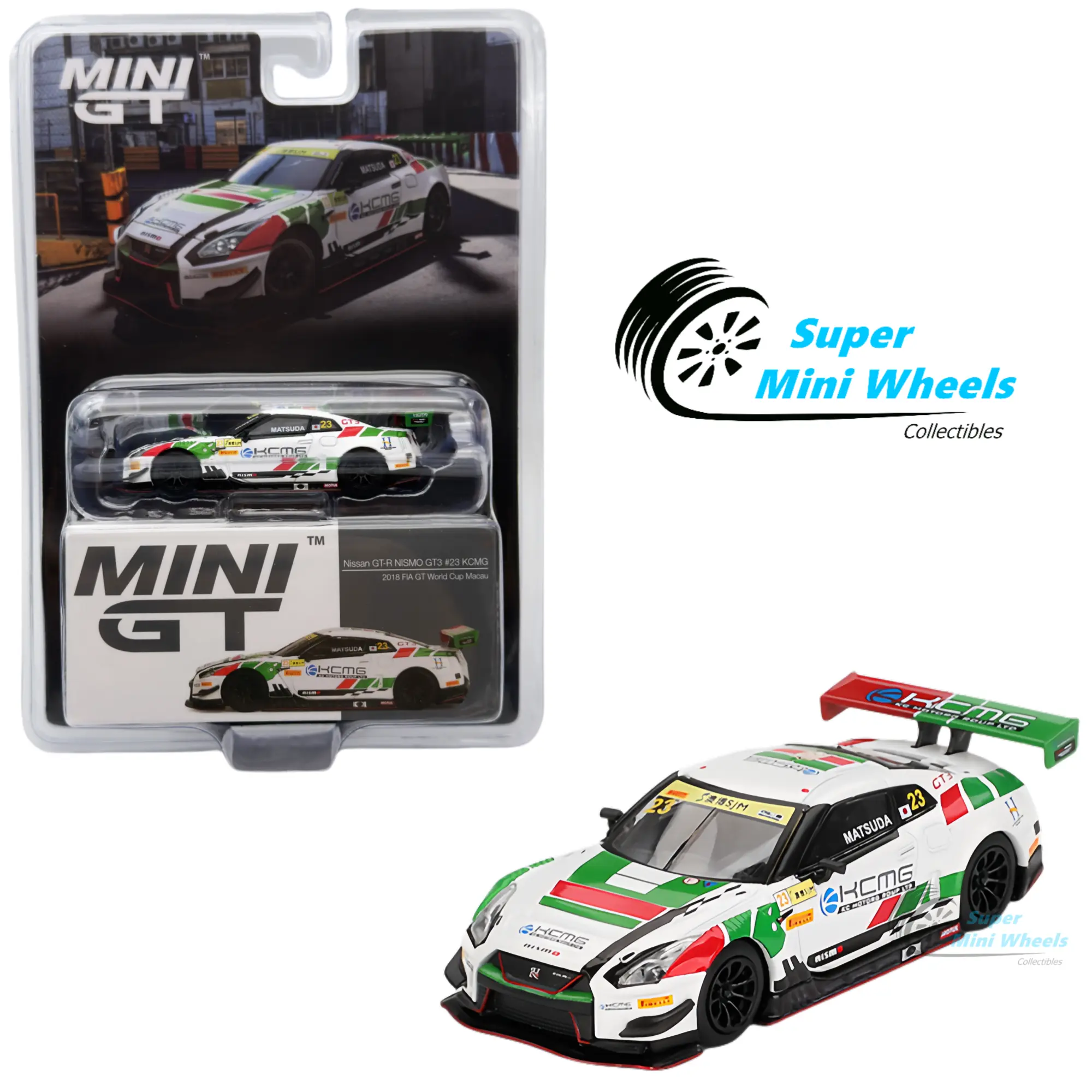 Mini GT 1:64 Nissan GT-R NISMO GT3 #23 KCMG 2018 FIA GT World Cup Macau #593 - Diecast Car