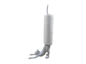 360 stand Whitewashed Solid Cast Iron Mountable Kitchen Paper Towel Holder - 19 in. Handcrafted Country Living Gadget with Yoga Cat Design for Kitchen, Bathroom Decor