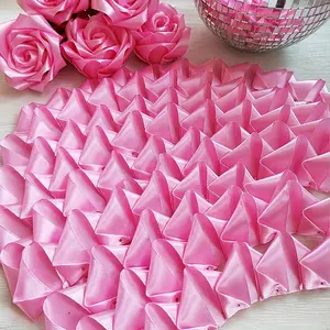 Handcrafted Ribbon Rose Petals – DIY "Eternal Rose" Petals (Set of 100). Handmade, Semi-Finished Ribbon Petals (Randomly Selected: Two Different Techniques-Die-Cut or Hot-Stamped). A Perfect Gift for Mother's Day.
