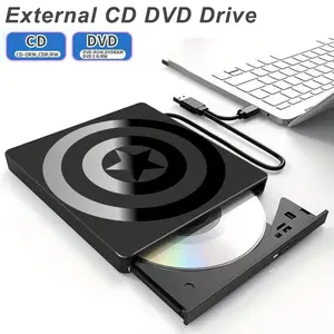 Laptop DVD Player, External CD-ROM Drive with 4 USB Ports, Type-C, TF/SD Slot, Portable Burner for Laptop, Macbook, Desktop, Windows 11/10/8/7