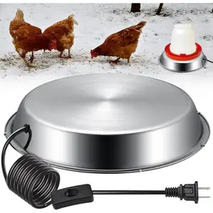 12 Inch Chicken Water Heater Base, 5 Gallons Poultry Drinker Heater Base with Thermostat and Power Cord, Automatic Electric Poultry Winter Deicer Heated Base for Plastic/Metal Chicken Waterer