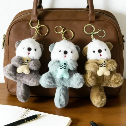 Cute Otter Plush Toy Keychain, Animal Design Pendant, Adorable Otter Design, Casual Style, All Seasons Gift, Heart Shape, Birthday Present, Versatile Accessory, Keychain Functionality, Keychain For Bags, Cute Keychains, Keychain For Purse