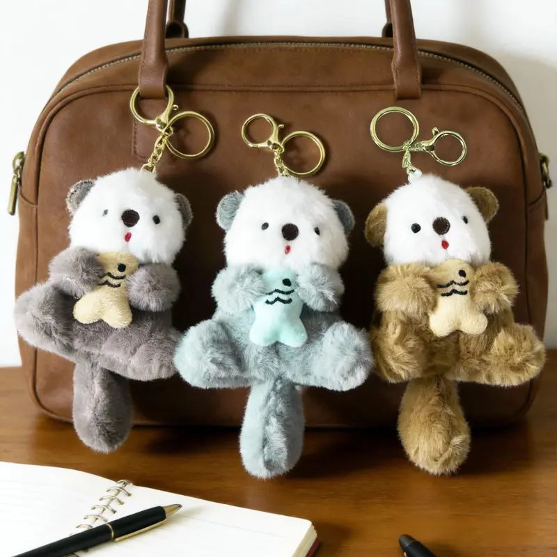 Cute Otter Plush Toy Keychain, Animal Design Pendant, Adorable Otter Design, Casual Style, All Seasons Gift, Heart Shape, Birthday Present, Versatile Accessory, Keychain Functionality, Keychain For Bags, Cute Keychains, Keychain For Purse
