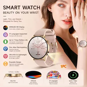 High appearance quality, ultra-thin AMOLED 1.32-inch high-definition screen, low power consumption, long battery life. Smart watch supports 31 languages, over 120 outdoor sports modes, wireless calls, voice assistant, message notifications, lighting.