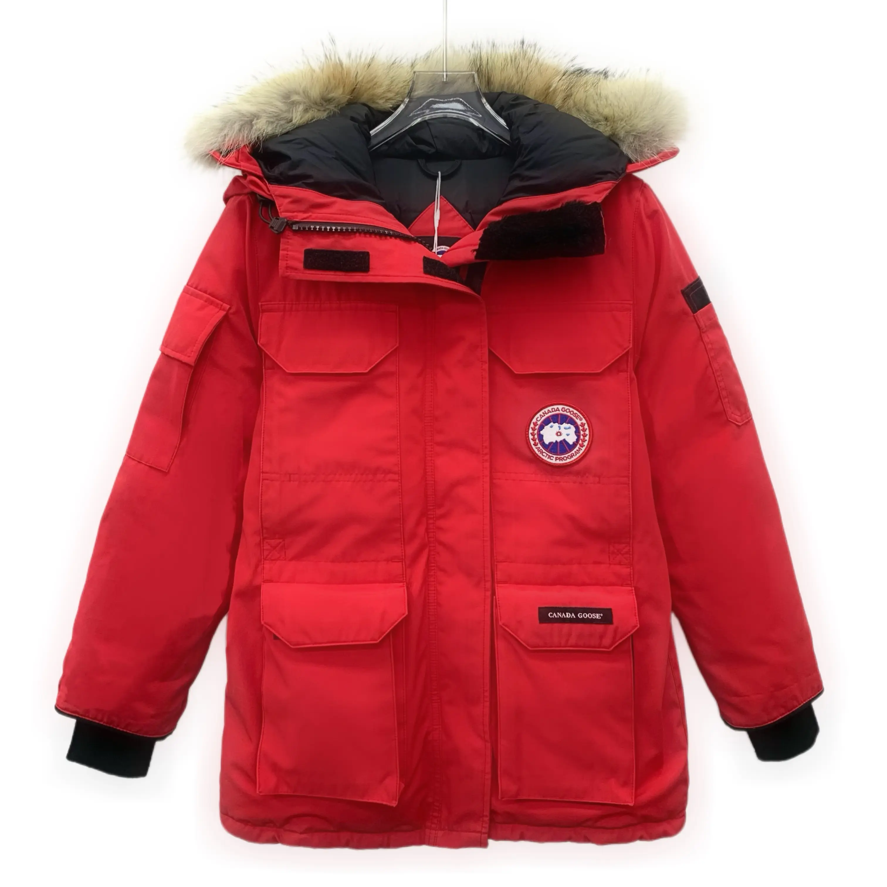 RDLT-Canada Goose Size XS Red Logo Patch Expedition Hooded Down Jacket-H26207