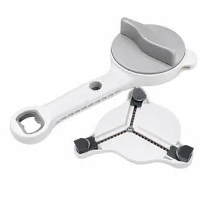 4-in-1 Jar Opener for Seniors & Weak Hands, Extra Long Handle Lid Remover Bottle Opener with Corkscrew, Multifunctional Kitchen Gadget for Standard & Wide-Mouth Lids