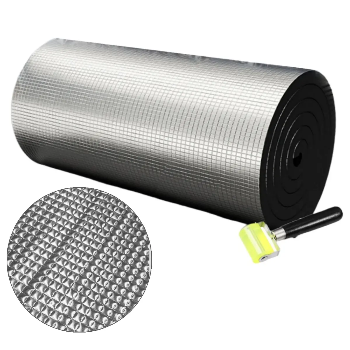 Thermal Sound Deadening Insulation Foam Roll - 6.6FTx3.3FT(200CMx100CM), 0.4In Thick Adhesive Reflective Aluminum Premium Foam Core Radiant Barrier for Auto, Home Energy Efficiency