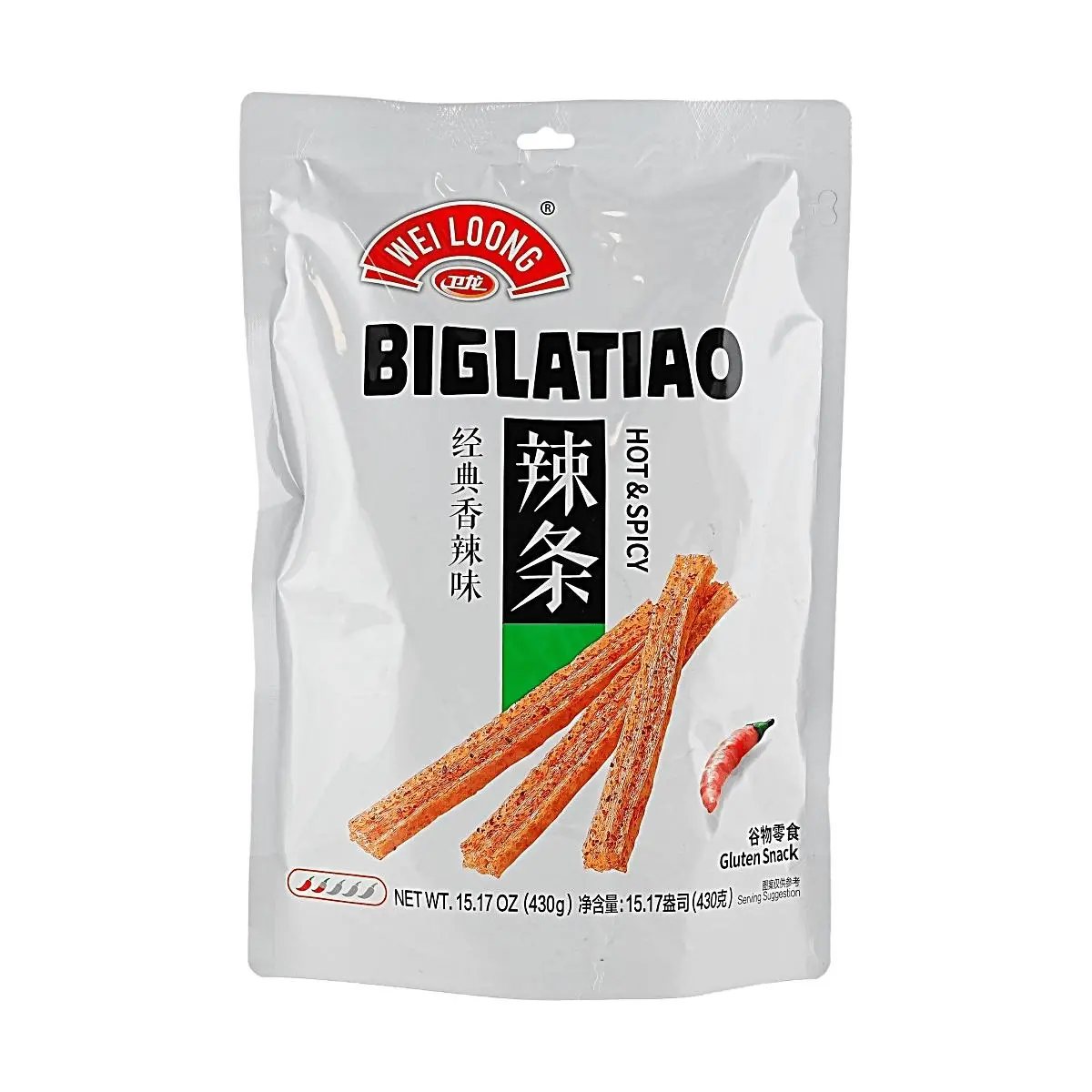 WEILONG Classic Spicy Gluten Snack 430g - Authentic Chinese Childhood Snack, Savory & Chewy