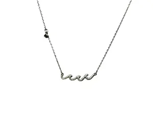 Hawaiian Wave Necklace – Sterling Silver Beach Wave Pendant with Shell Charms