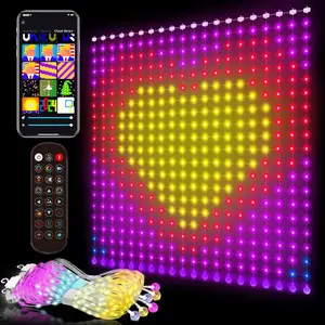 Smart RGBIC Curtain Lights: 400 LED DIY Color-Changing String Lights | App Controlled Custom Patterns | 6.6ft x 6.6ft Decorative Backdrop for Bedroom, Weddings & Outdoor Patio