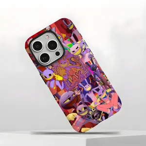 Trendy The Amazing Digital Circus Aesthetic Cartoon Art Tough Phone Case. Whimsical Modern Aesthetic Heavy Duty Shockproof Protective Cover for iPhone 17 Pro Max 16 Air 15 14 13 12 11.