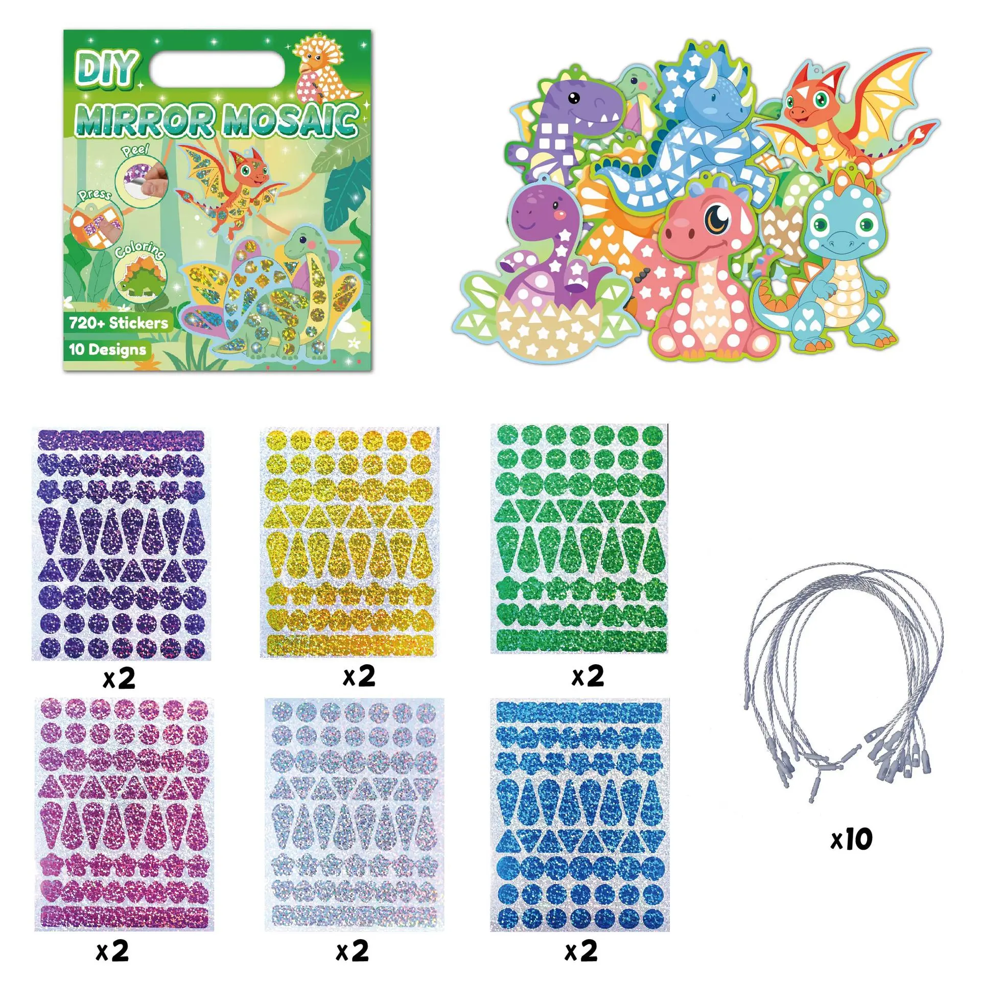 DCTZ052-Dinosaur Mosaic Stickers