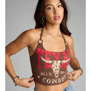 Western Hottie Wild Cowboy Graphic Crop Top