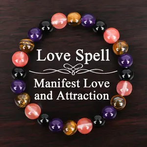 1pc GADASLUY  Handcrafted Love Spell Bracelet with Tiger Eye, Amethyst & Citrine Beads - Manifest Love & Attraction, Elegant Jewelry Gift for Women, Moms & Loved Ones, Bead Bracelet |   Love Spell Jewelry |   Natural Tiger Eye, Tiger Eye Jewelry