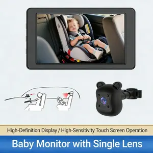 5 Inch HD Car Baby Monitor, 120 Degree Wide Angle Rotating Lens, Real-Time 1080P Display, Night Vision, Single Camera + 5 Inch Screen