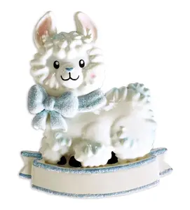 Baby boy llama (light blue) personalized christmas ornament