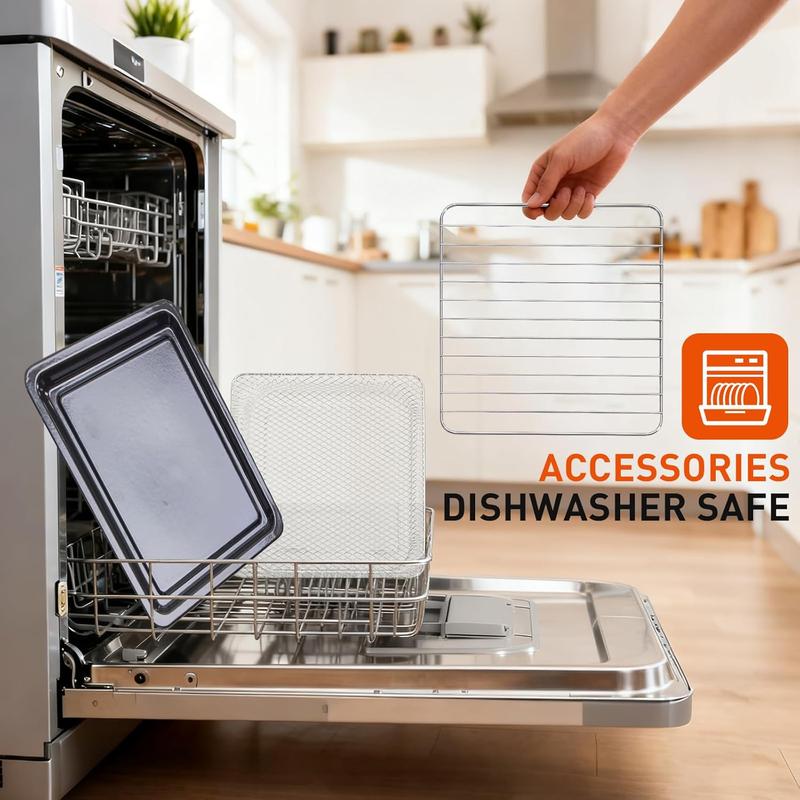 16.9QT Air Fryer Toaster Oven Combo 5-in-1, Countertop Convection Oven with Bake, Broil, Toast, Up to 450°F, Includes 4 Accessories, Stainless Steel