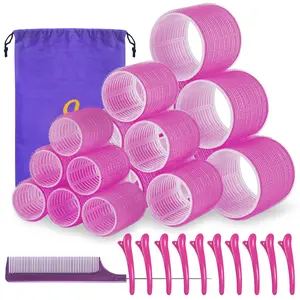 Self grip hair roller set,Hair roller set 28 pcs,Hair rollers with hair roller clips and comb,Salon hairdressing curlers,DIY Hair Styles