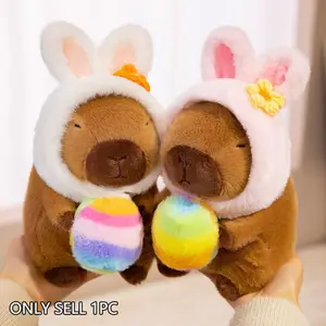Easter Egg Capybara Plush Toy, Detachable Rabbit Hat, Unisex Soft Stuffed Animal, Perfect Gift for Kids, High-Quality Material, Ideal for Easter Celebrations