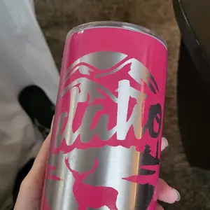 2 in one pink etched idaho can cooler