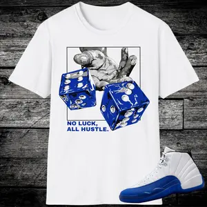 Blueberry 12s Sneaker Match Tee – Royal Blue & Black Shirt for Streetwear Style