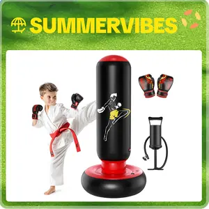 QPAU 66 Inch Inflatable Kids Punching Bag Toy with Boxing Gloves for Ages 6-12 Boys & Girls Ideal for Karate Taekwondo MMA Exercise Strengthening Fun Family Time - Energy