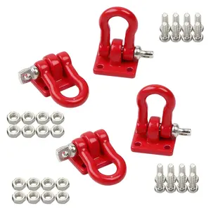 4-Piece Metal Remote Control Climbing Car Trailer Hooks, Clips, Winch D-Ring Shackles, Decorative Accessories for 1/10 Scale RC Cars, Trucks
