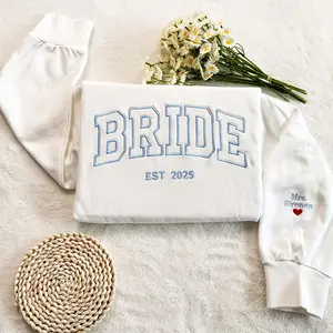 Embroidered Bride Sweatshirt, Personalized Bride Crewneck Sweatshirt, Bridal Shower Gifts, Wedding Gift