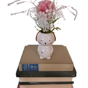 Doggie Vaselier Ceramic Dog-Shaped Vase for Flowers and Decorative Items Perfect for Home and Office Use Unique Playful Touch