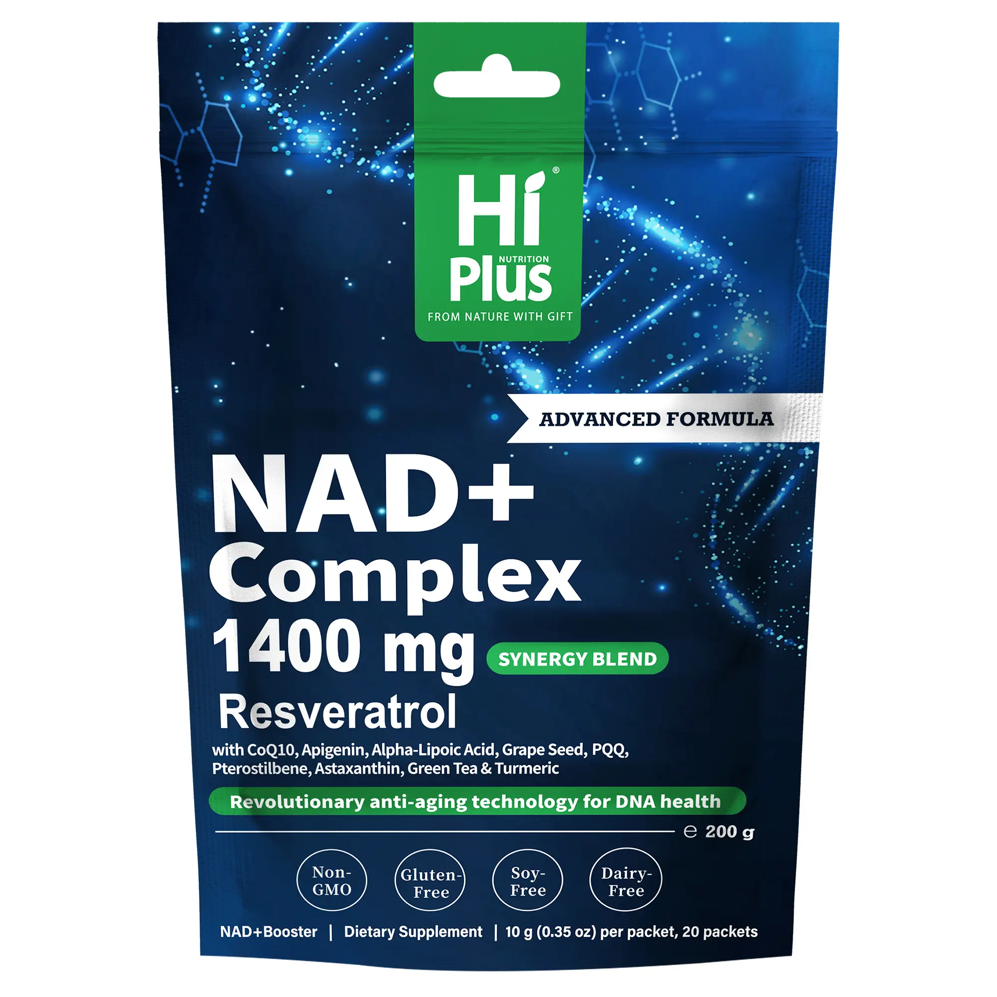 HiPlus Organic Healthcare Dietary Supplement Powder, Raspberry Lemonade Flavor - Stress Relief, Mood & Brain Health Support, Vegan, Sugar-Free, Low Sugar, Dairy-Free, Non-GMO, 20 On-the-Go Packets