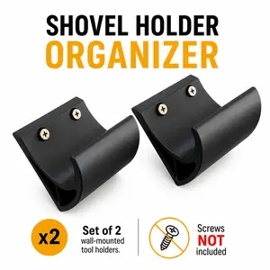 2-Pack Heavy Duty Wall Mount Shovel Holder - Easy Installation Garage Organizer Tool Hanger Accessory