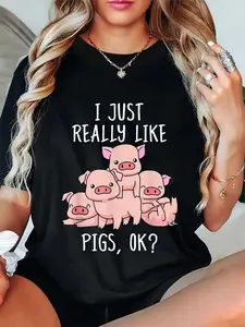 100% Cotton Love Pig Shirt Women Pig Gifts Pigs Tshirt Men Cute Swine T-Shirt