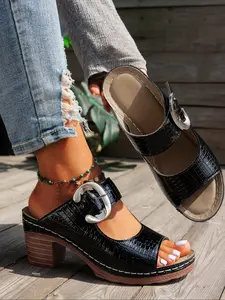 Women's Breathable Wedge Sandals, Pu Leather Sandals, Fashion Platform Slippers for Summer Beach Vacation, Casual Daily Wear Shoes for Girls