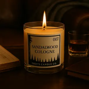 No. 007 Sandalwood Bergamot Black Pepper Scented Candle Hand-Poured in Cutten CA with Pure Soy Wax Decor Ornament