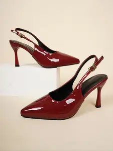 Women's 2026 Hot Trending Patent Leather Slingback Pumps, Pointed Toe Stiletto Heel Shoes, Elegant All-match Footwear for Party, Office & Evening Occasions, Fashion Dress Heels, Sandals for Women & Girls