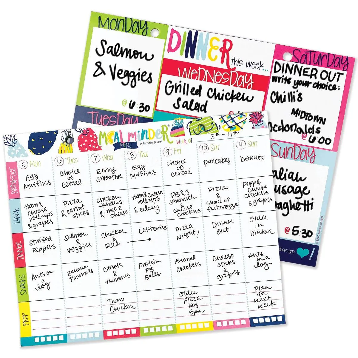 Meal Minder® Weekly Menu Planner Pads Bundle + BONUS Dry Erase Board | Grocery List
