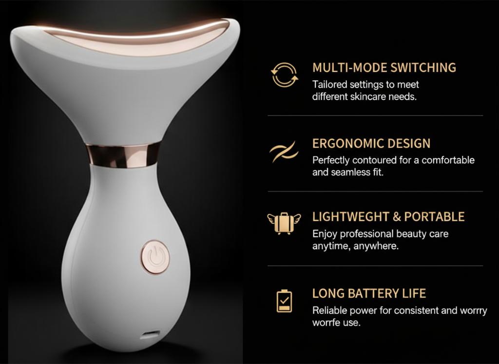 Premium Neck Lift & Tightening Device, Advanced EMS Microcurrent & Heat Therapy for Anti-Aging, Firms & Smooths Neck Skin, Reduces Fine Lines, Ergonomic Design, USB Rechargeable Skincare Tool