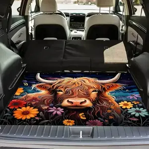 1PC Highland Cow Car Trunk Mat 29.5x39.4in, Felt Surface, Easy-Clean Scratchproof Dustproof Liner, Universal Fit, Auto Decor Accessory, Perfect Christmas or Birthday Gift